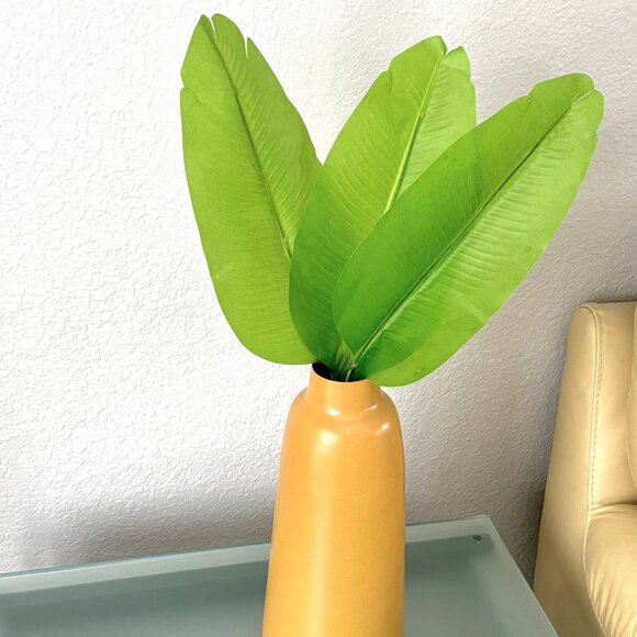 Set/4 Tropical Leaf Stems Banana Leaves Faux Greenery Stem Artificial Foliage - Picture 2 of 6